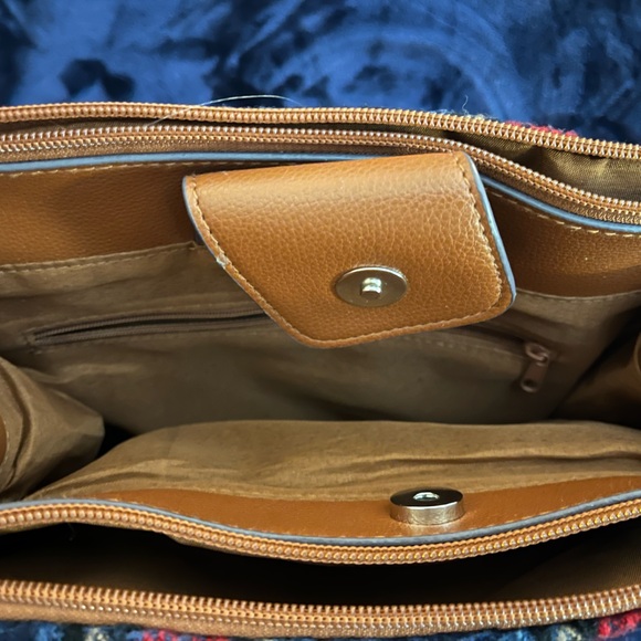 Time and Tru Harper Navy Plaid Satchel Bag Purse NEW - Picture 4 of 7